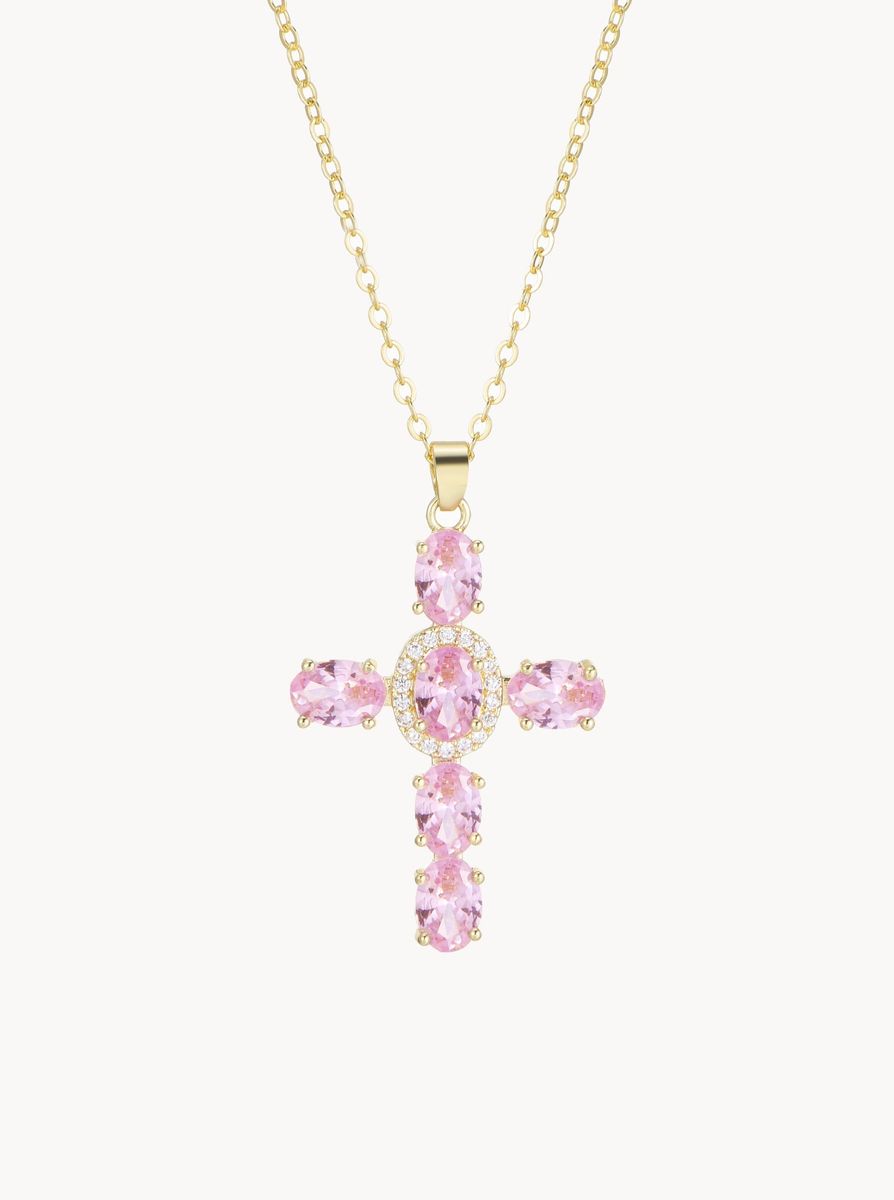 Collar de cruz rosa 🩷