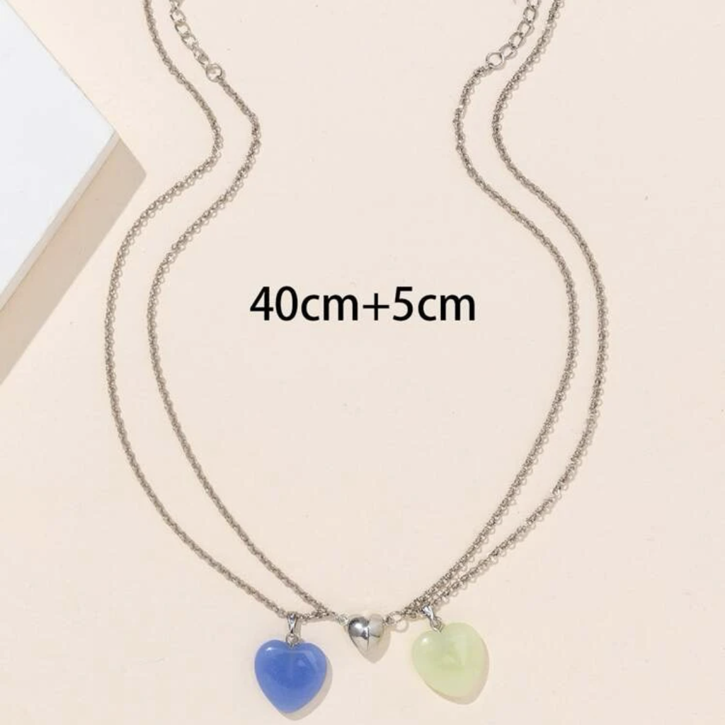 Collares conexión corazón brillante💙💚