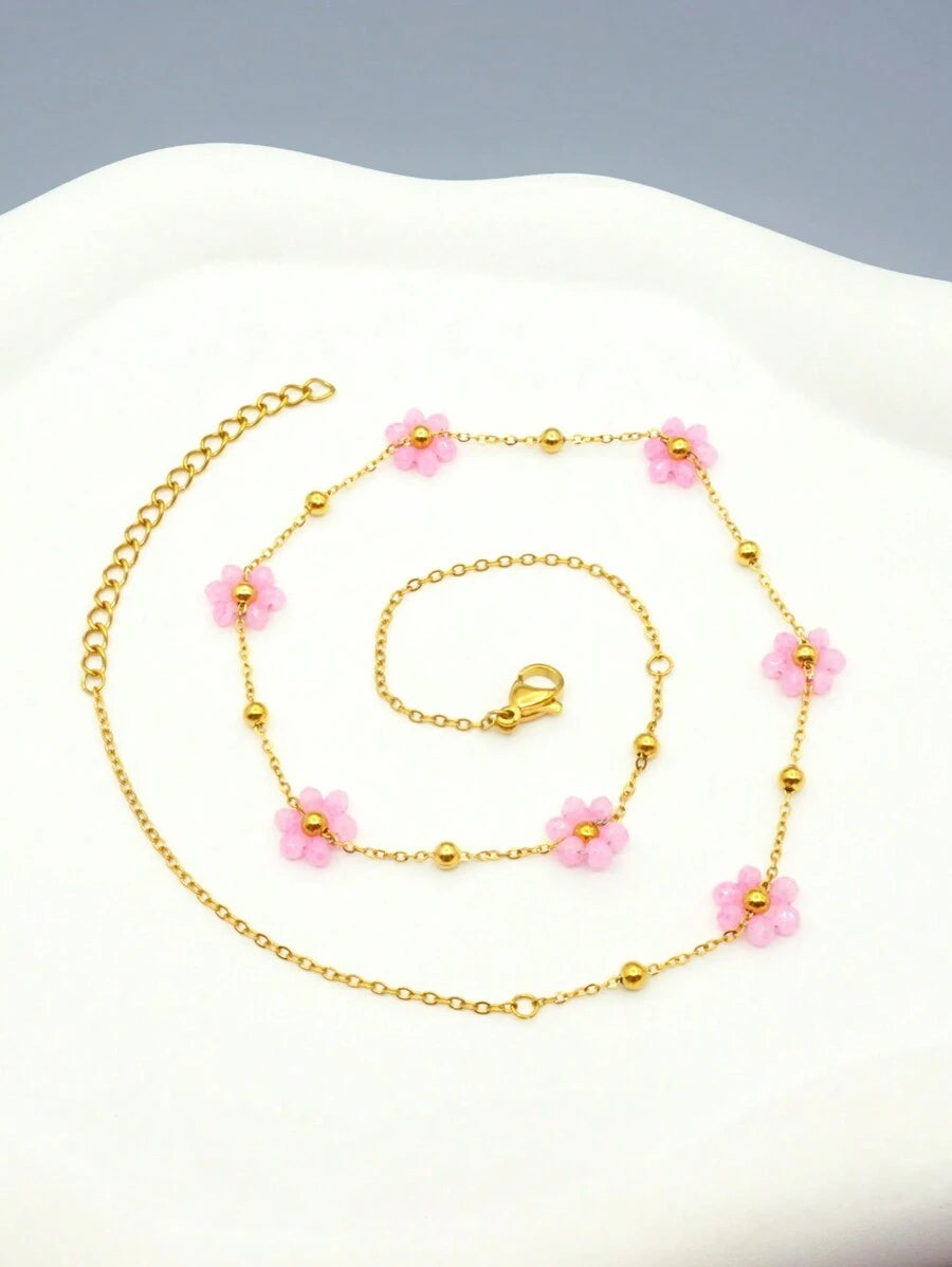 Collar de flores rosa 🌸