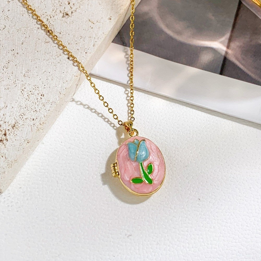 Collar relicario de tulipán 🌷