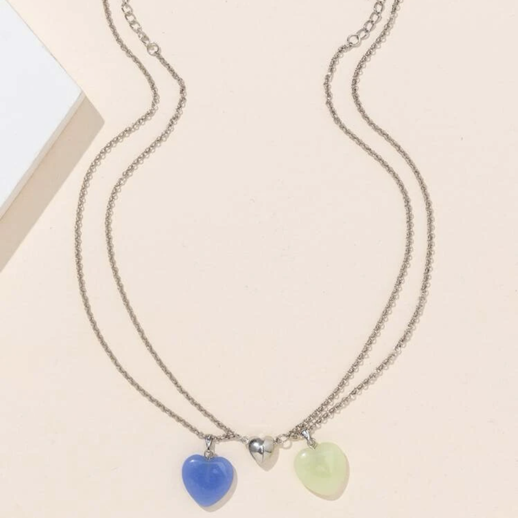 Collares conexión corazón brillante💙💚